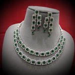 Layered Luxury Stunning Necklace Set Delicate American Diamond and Gemstone Design For Women - Libasaa.com
