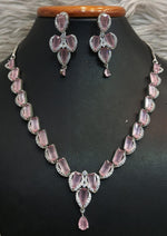 Elegant Teardrop Necklace Earrings Set with Silver AD BordersPerfect For Formal Events Traditional or Modern Wear - Libasaa.com