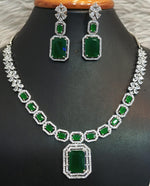 Rectangular Shaped CZ Necklace Earrings Set Timeless And Versatile With Classic And Elegant Design For Women - Libasaa.com