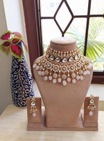 Kundan Pearl Beaded Indian Pakistani Bridal Wedding Necklace Set - Libasaa.com