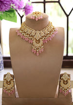 Bridal AD Necklace Earrings Maang Tika Set Elegant Bridal Pakistani Weddings - Libasaa.com
