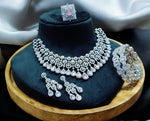 Elegant Bridal CZ Layered Choker Set Matching Earrings Bangle Indian Weddings Inspired - Libasaa.com