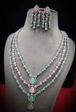 Layered AD Necklace Set - Bollywood Inspired Weddings Bridal Jewelry - Libasaa.com