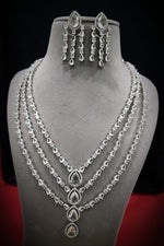 Layered AD Necklace Set - Bollywood Inspired Weddings Bridal Jewelry - Libasaa.com