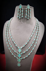 Layered AD Necklace Set - Bollywood Inspired Weddings Bridal Jewelry - Libasaa.com