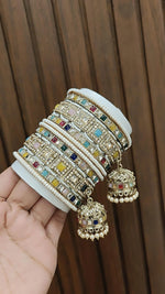 Bridal Wedding AD Bangles Bollywood Indian Jewelry Set - Libasaa.com