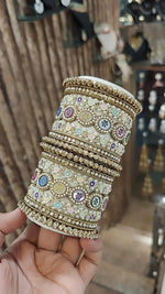 Vibrant Gold Plated Bangles Set Pakistani Bridal Wedding Jewelry - Libasaa.com