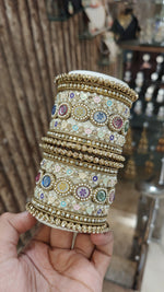 Vibrant Gold Plated Bangles Set Pakistani Bridal Wedding Jewelry - Libasaa.com