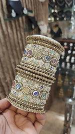 Vibrant Gold Plated Bangles Set Pakistani Bridal Wedding Jewelry - Libasaa.com