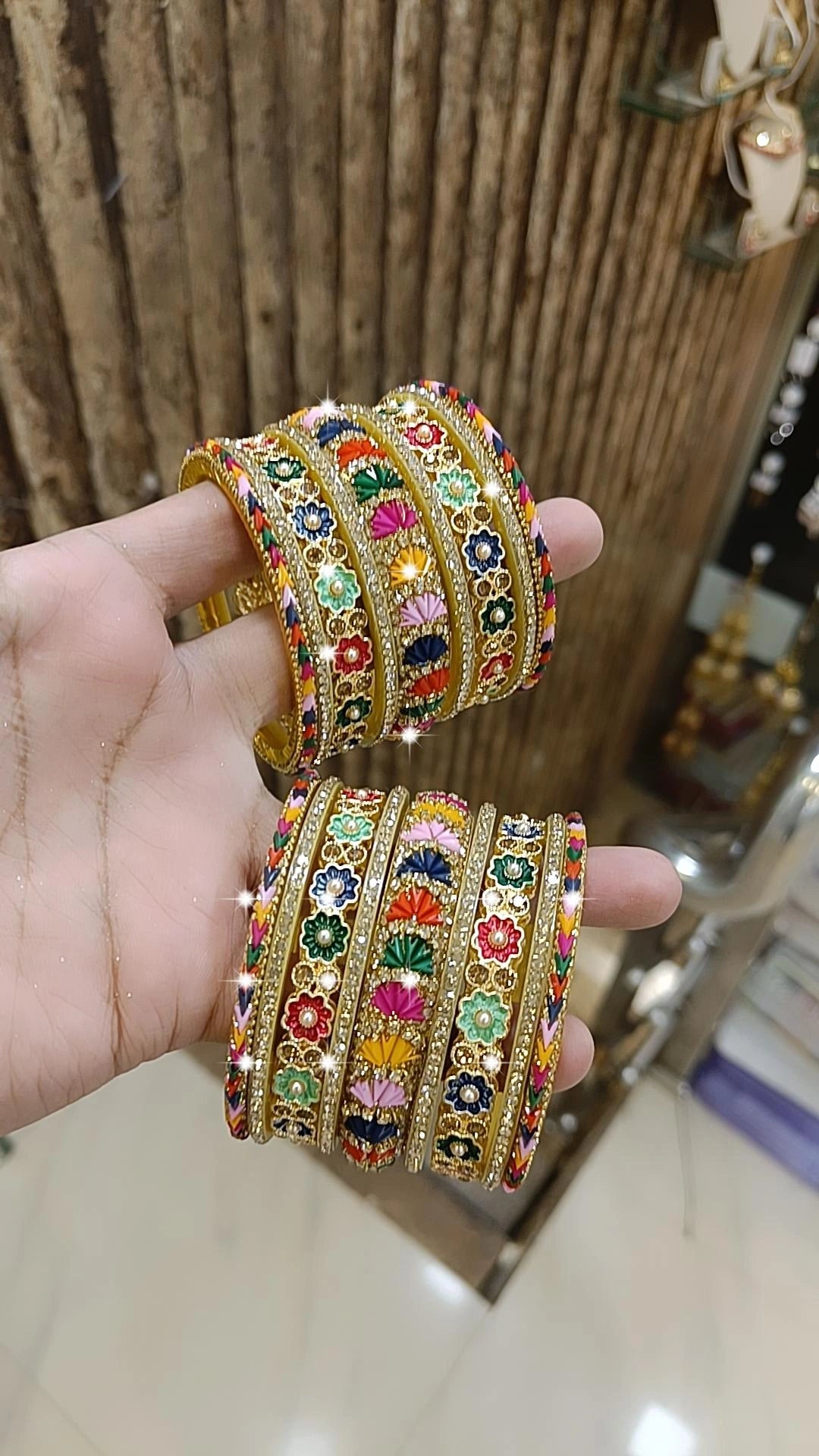 Multi Rajwadi Pearl and Gold Crystal Bangles, Wedding Jewelry, Indian Bridal Jewelry, Best Selling Traditional Bangles - Libasaa.com