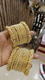 Pearl Embellishments Bollywood Golden Bangles Set