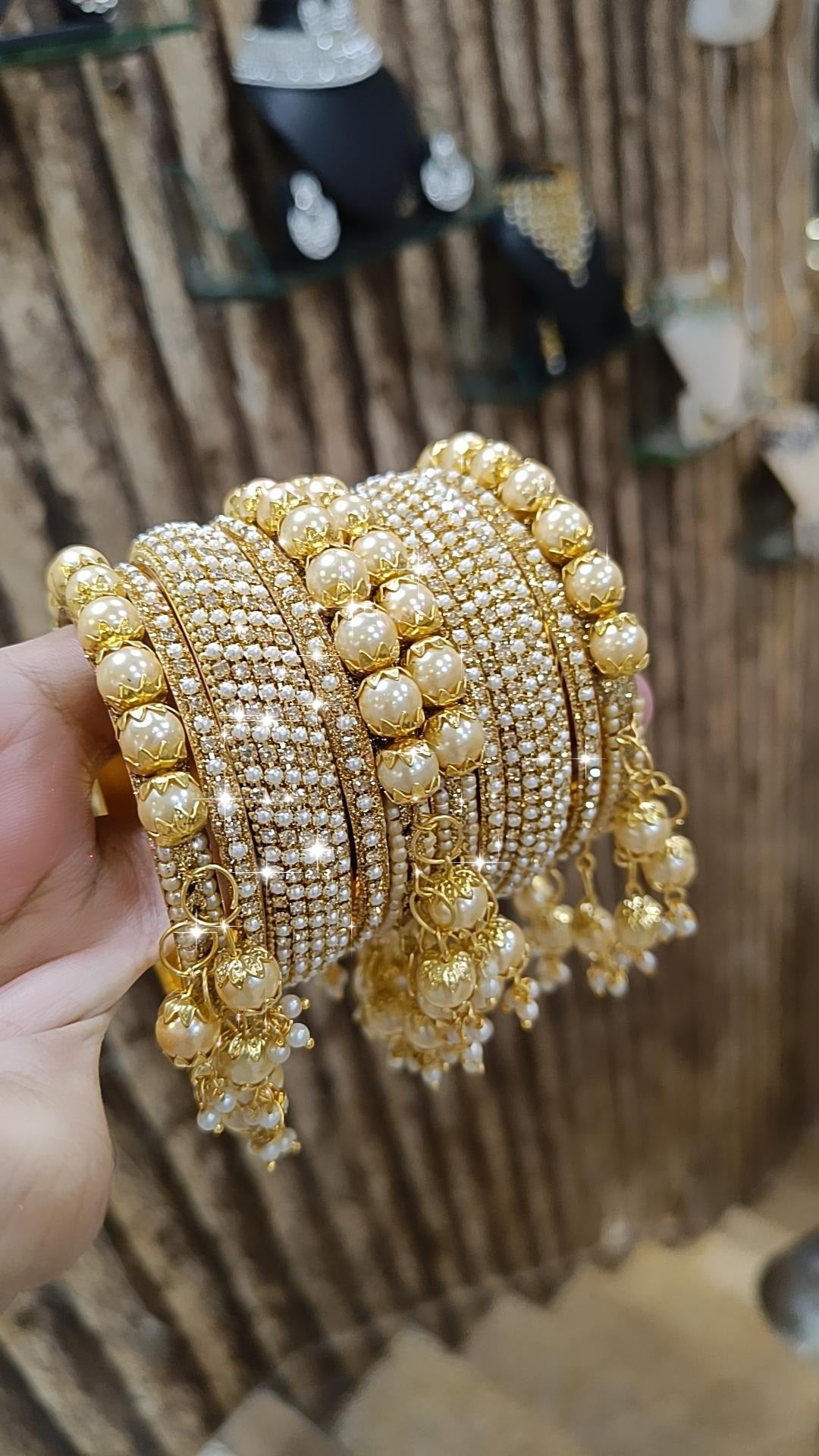 Vibrant Crystal Bangles Set Indian Inspired Studded Design - Libasaa.com