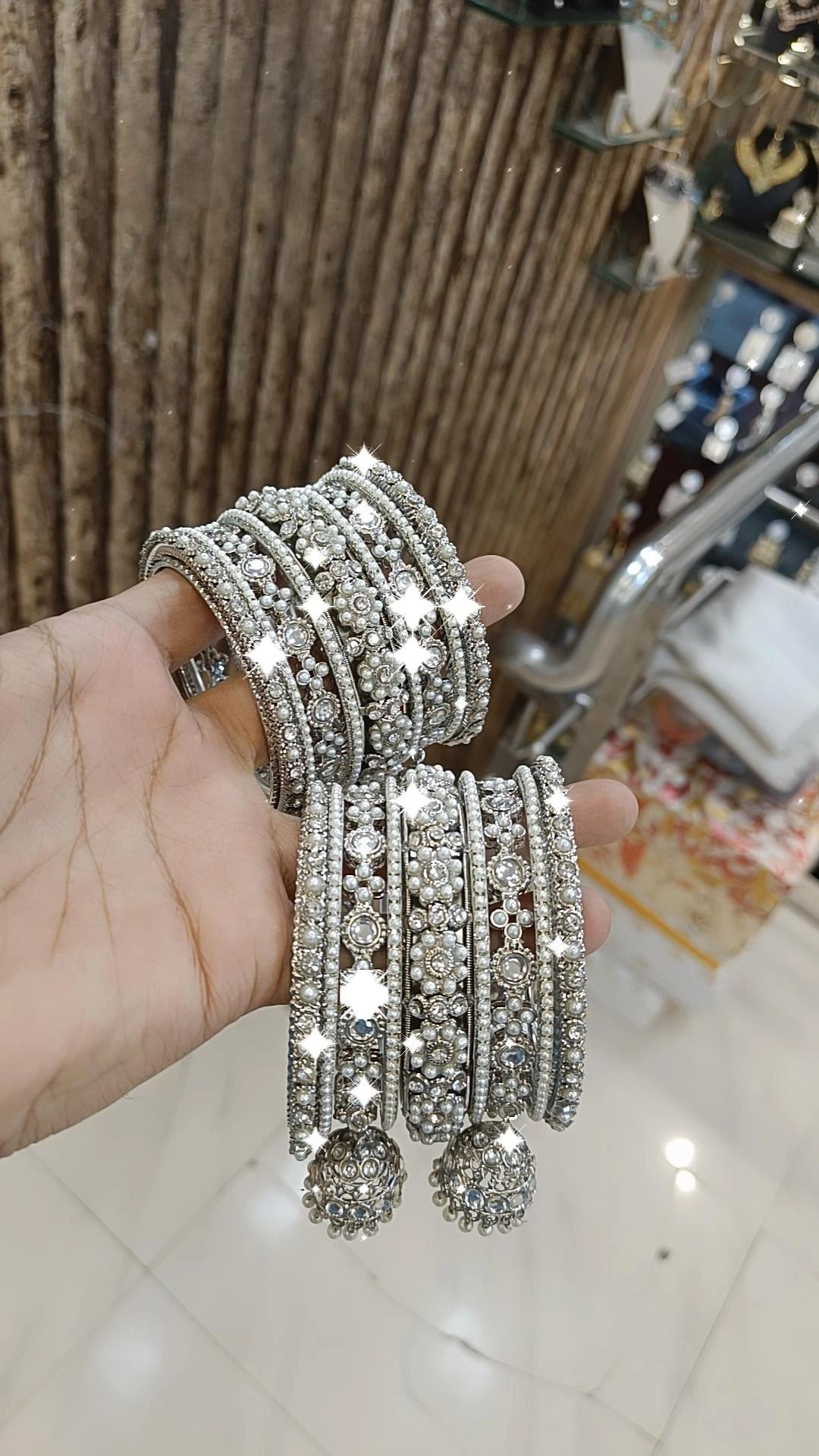 Bridal Indian Bangles Jhumka SIlver Enamel and Pearl Work