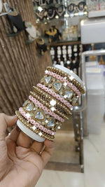 Elegance Pearl American Diamond Bridal Bangles Set Wedding Jewellery