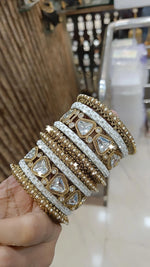 Elegance Pearl American Diamond Bridal Bangles Set Wedding Jewellery