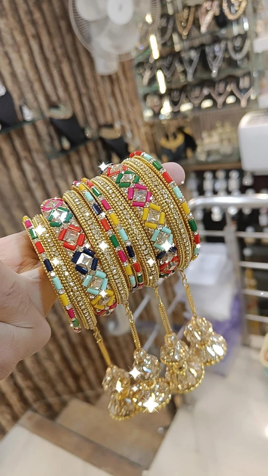 Golden Glory Bollywood Bangles Jhumka Collections Pearl Jewelry - Libasaa.com