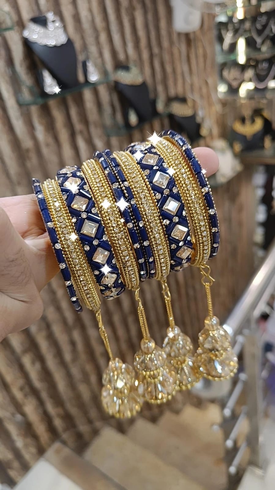 Golden Glory Bollywood Bangles Jhumka Collections Pearl Jewelry - Libasaa.com