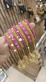 Golden Glory Bollywood Bangles Jhumka Collections Pearl Jewelry - Libasaa.com