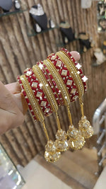 Golden Glory Bollywood Bangles Jhumka Collections Pearl Jewelry - Libasaa.com