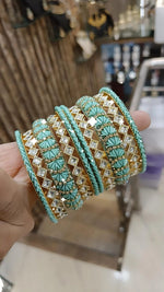 Amethyst Allure Bangles Indian Glory Gemstone - Bollywood Jewellery - Libasaa.com