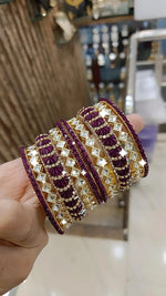 Amethyst Allure Bangles Indian Glory Gemstone - Bollywood Jewellery - Libasaa.com