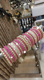 Festive Pearl Bangles Stack Indian Collection Pakistani Jewelry - Libasaa.com