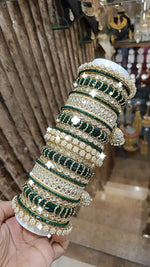 Festive Pearl Bangles Stack Indian Collection Pakistani Jewelry - Libasaa.com