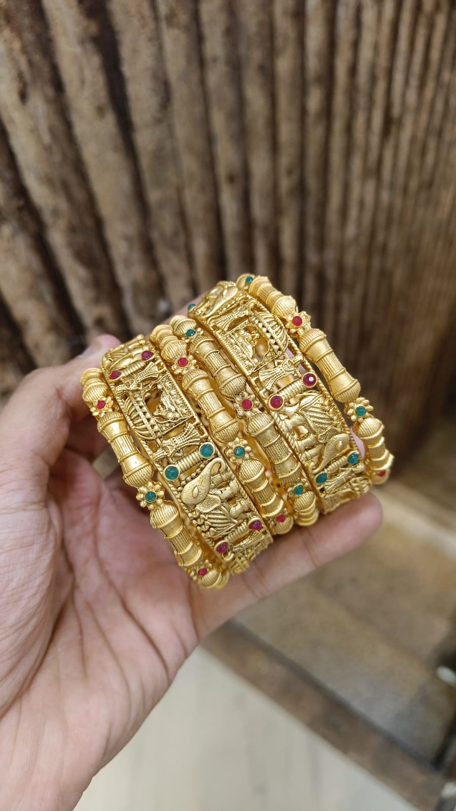 Gold Plated Bangle Gemstone Indian Bangles Bollywood Inspired Jewerly - Libasaa.com
