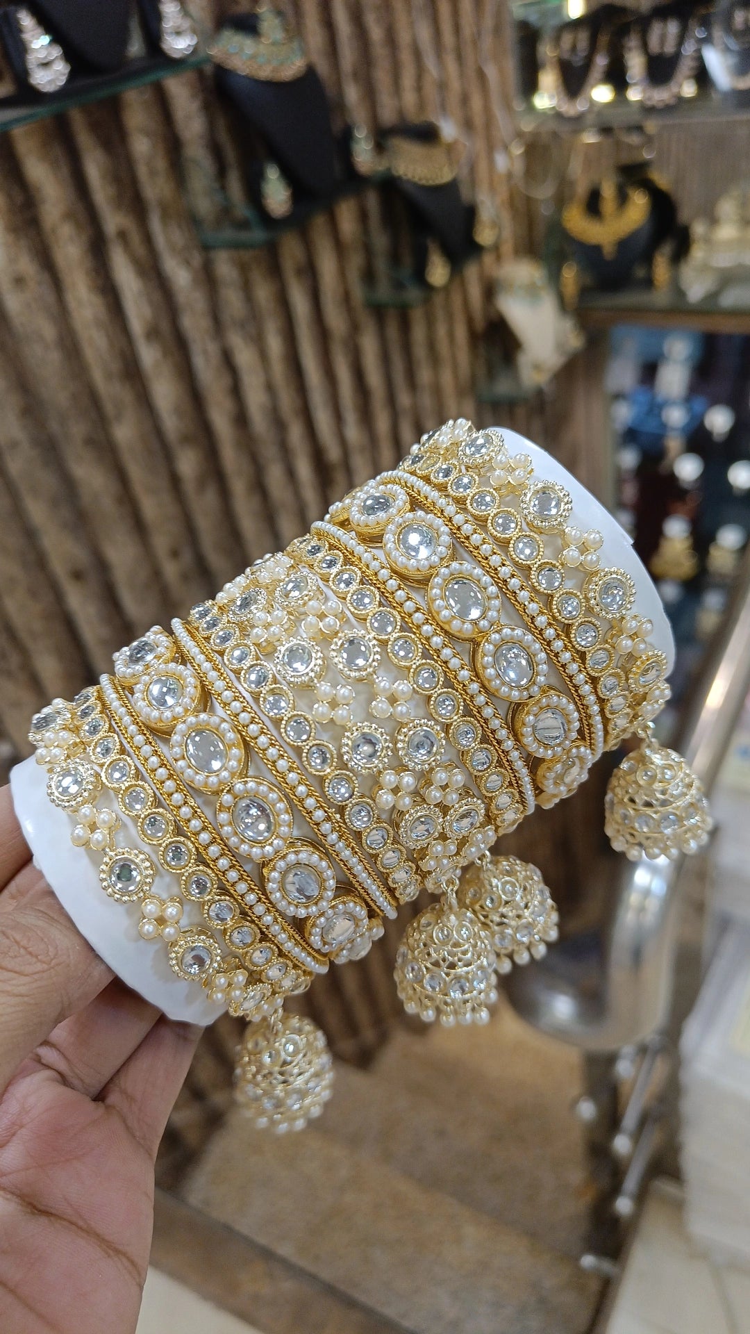 Crystal Perfection Pakistani Bangles Jhumka Set Jewellery Collection - Libasaa.com