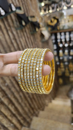 Exquisite Gold Plated Gemstone Bangles Stack Indian Weddings Jewelry - Libasaa.com