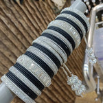 Luxurious Black Amrican Diamond Bangles Set - Crystal Jewellery - Libasaa.com