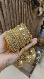 Pakistani Pearl Bridal Bangles with Crystal Beads Elegant Hangings - Libasaa.com