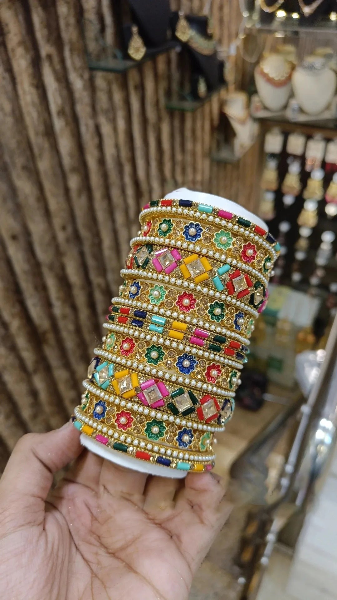 Indian Brida Gold Plated Bangles Kundan Jewelry Set - Libasaa.com