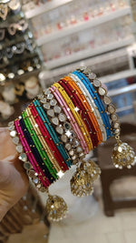 Pearl Bangles with Mirror Work Thread - Bollywood Inspired Jewelry - Libasaa.com