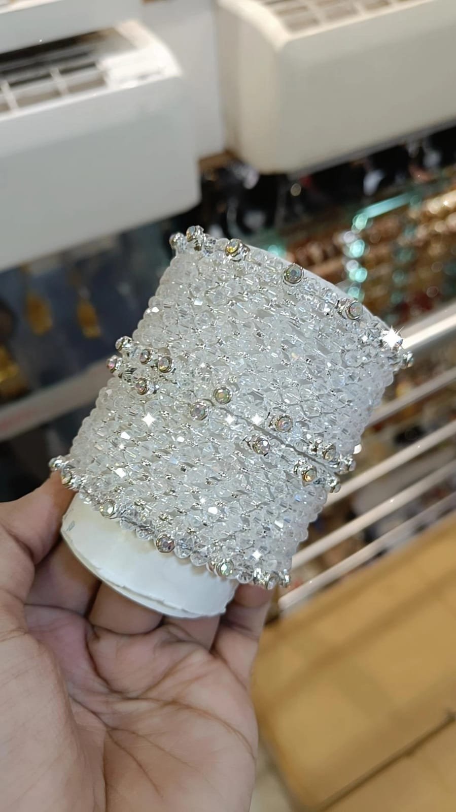 Crystal Shimmering Elegance Silver Chooda Set - Indian Bangles Jewelry - Libasaa.com