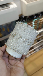 Crystal Shimmering Elegance Silver Chooda Set - Indian Bangles Jewelry - Libasaa.com