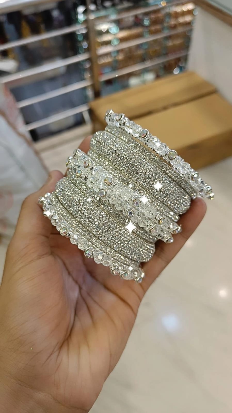 Sparkling Crystals Bridal Bangles - Pearl Indian Jewellery - Libasaa.com