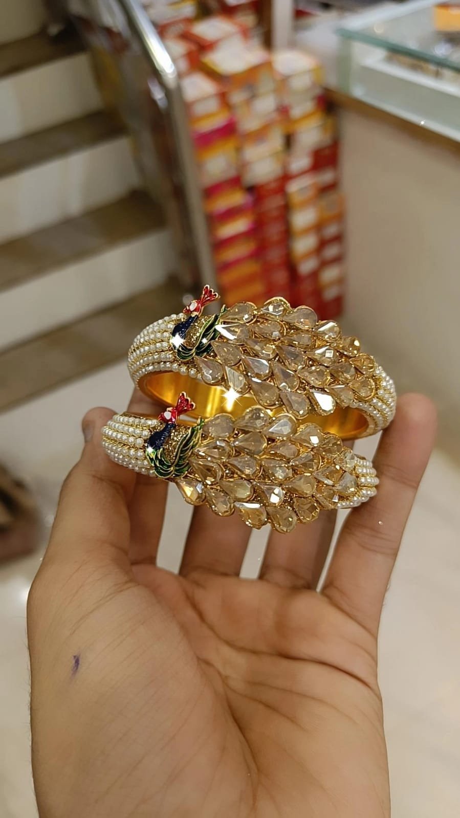 Peacock Kada Bangles Set - Peacock Jewellery Set - Libasaa.com