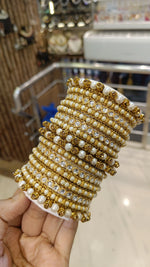 American Diamond and Pearl Bangle Set - Weddings Jewelry Set - Libasaa.com