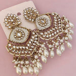Kundan Pearl Stone Beaded Earrings Set, Indian Earrings, pearl Earrings, Pakistani Earrings, Statement Earrings, Long chandelier, Indian wedding - Libasaa.com