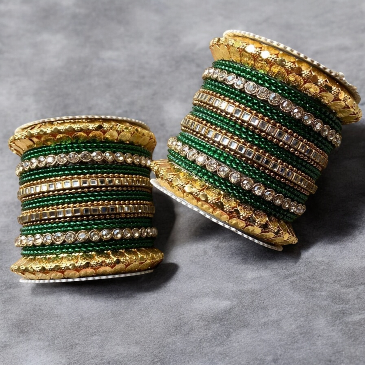 Green Indian Gold Plated Bridal Bangles Set, Bridal Bangles, Indian Bangles Set, Pakistani Jewelry, Bangle Jewelry Set - Libasaa.com