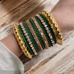Green Indian Gold Plated Bridal Bangles Set, Bridal Bangles, Indian Bangles Set, Pakistani Jewelry, Bangle Jewelry Set - Libasaa.com