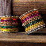 Multicolor Spring Bangles Indian Jewelry Set, Indian Bangles, Indian Jewelry, Bridal Bangles Set, Chooda Set - Libasaa.com