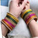Multicolor Spring Bangles Indian Jewelry Set, Indian Bangles, Indian Jewelry, Bridal Bangles Set, Chooda Set - Libasaa.com
