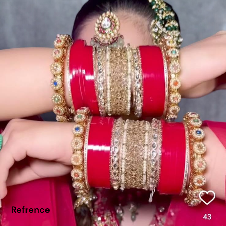 Red Indian Handcrafted Rajwadi Chooda Set, Rajwadi Kada, Indian Kada Set, Pakistani Chooda Set, Indian Bridal Chooda Set, Weddings jewelry - Libasaa.com