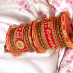 Traditional Rajasthani Bridal Chura Set, traditional bridal chuda, bridal bangles, Rajasthani chuda set, Indian Chura Jewelry Set - Libasaa.com