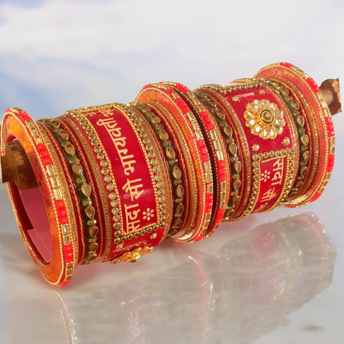 Traditional Rajasthani Bridal Chura Set, traditional bridal chuda, bridal bangles, Rajasthani chuda set, Indian Chura Jewelry Set - Libasaa.com