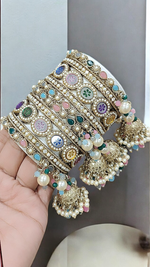 Multi Flower Bridal Bangles Jewelry Set, Bangle Set, Indian Chooda Set, Bollywood Bangle Set, Kada Set - Libasaa.com