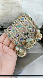 Multi Flower Bridal Bangles Jewelry Set, Bangle Set, Indian Chooda Set, Bollywood Bangle Set, Kada Set - Libasaa.com