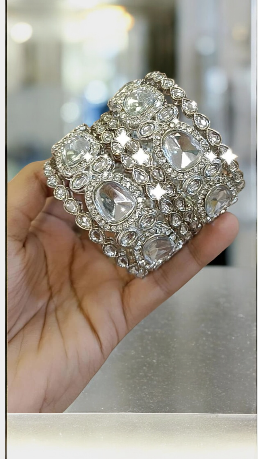 American Diamond Asian CZ Bangle Set, Choori Bangles, Chooriyan AD Bangle Set, Kangan Bangles, Bridal AD Jewelry, Wedding CZ Bangle Set - Libasaa.com